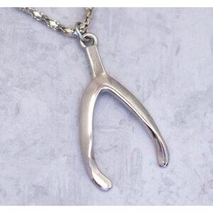 18 inch, Vintage Silver Tone Y Shape Necklace, Pendant Necklace - CA1